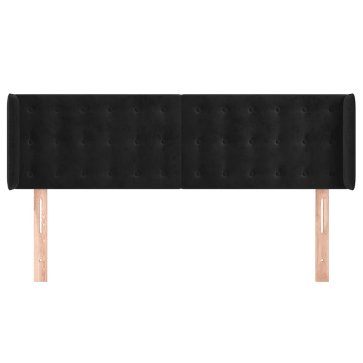 sengegavl med kanter 147x16x78/88 cm fløjl sort