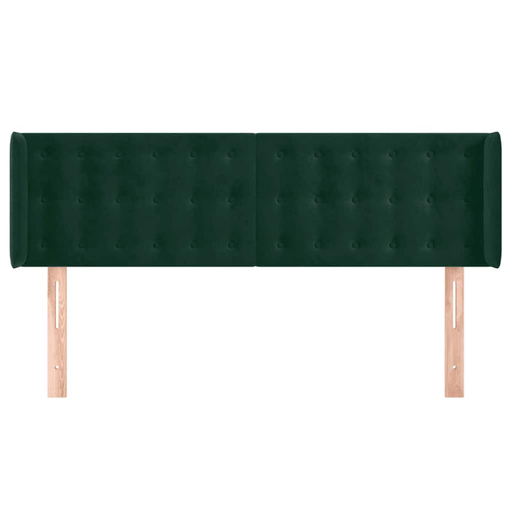 sengegavl med kanter 147x16x78/88 cm fløjl mørkegrøn
