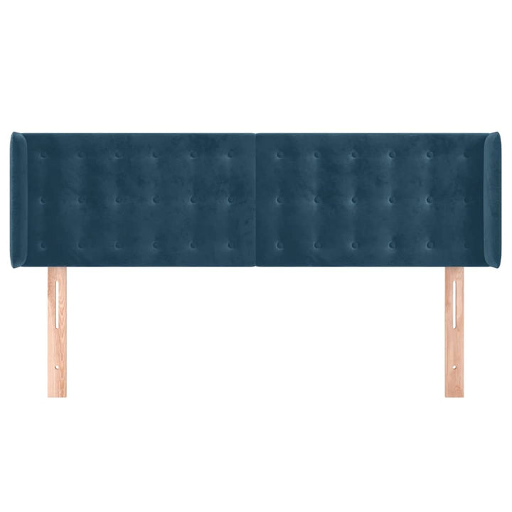 sengegavl med kanter 147x16x78/88 cm fløjl mørkeblå