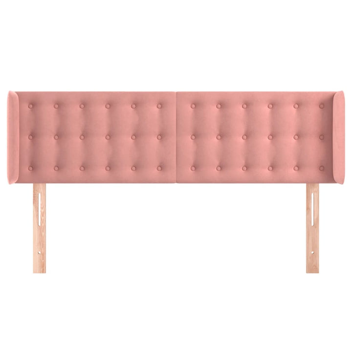 sengegavl med kanter 147x16x78/88 cm fløjl lyserød