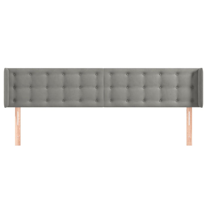 sengegavl med kanter 163x16x78/88 cm fløjl lysegrå