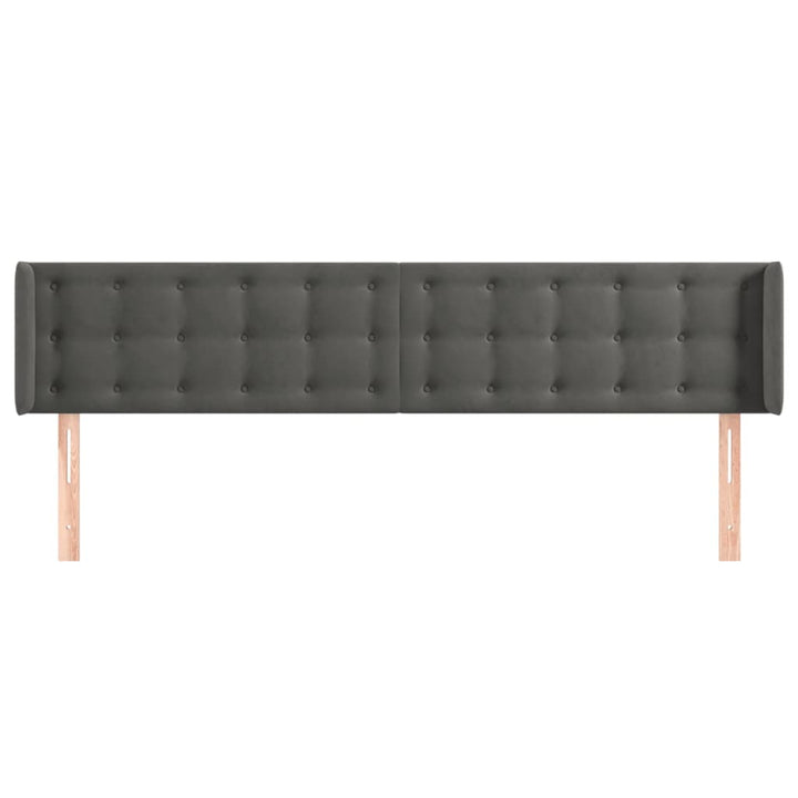 sengegavl med kanter 163x16x78/88 cm fløjl mørkegrå
