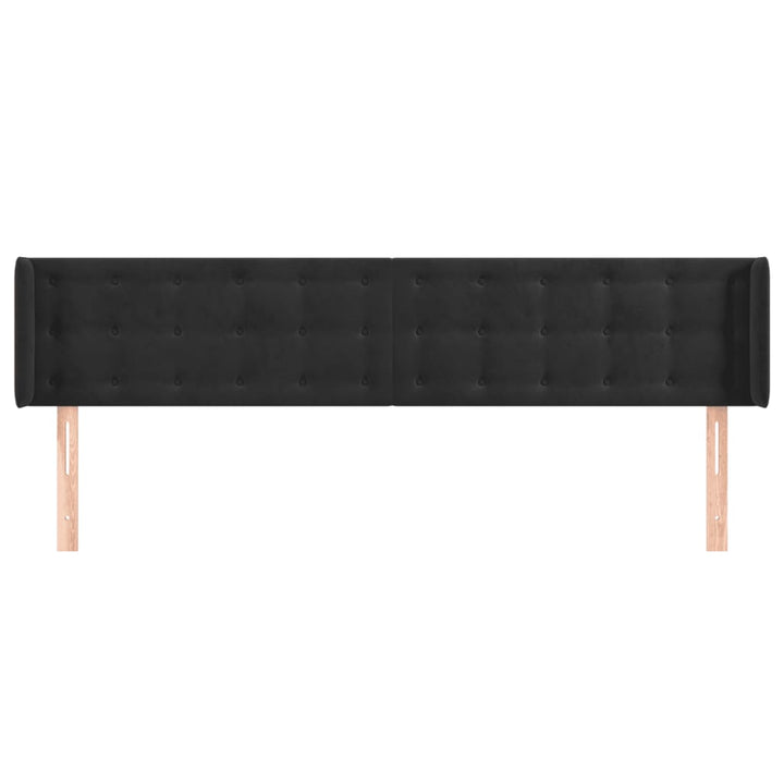 sengegavl med kanter 163x16x78/88 cm fløjl sort