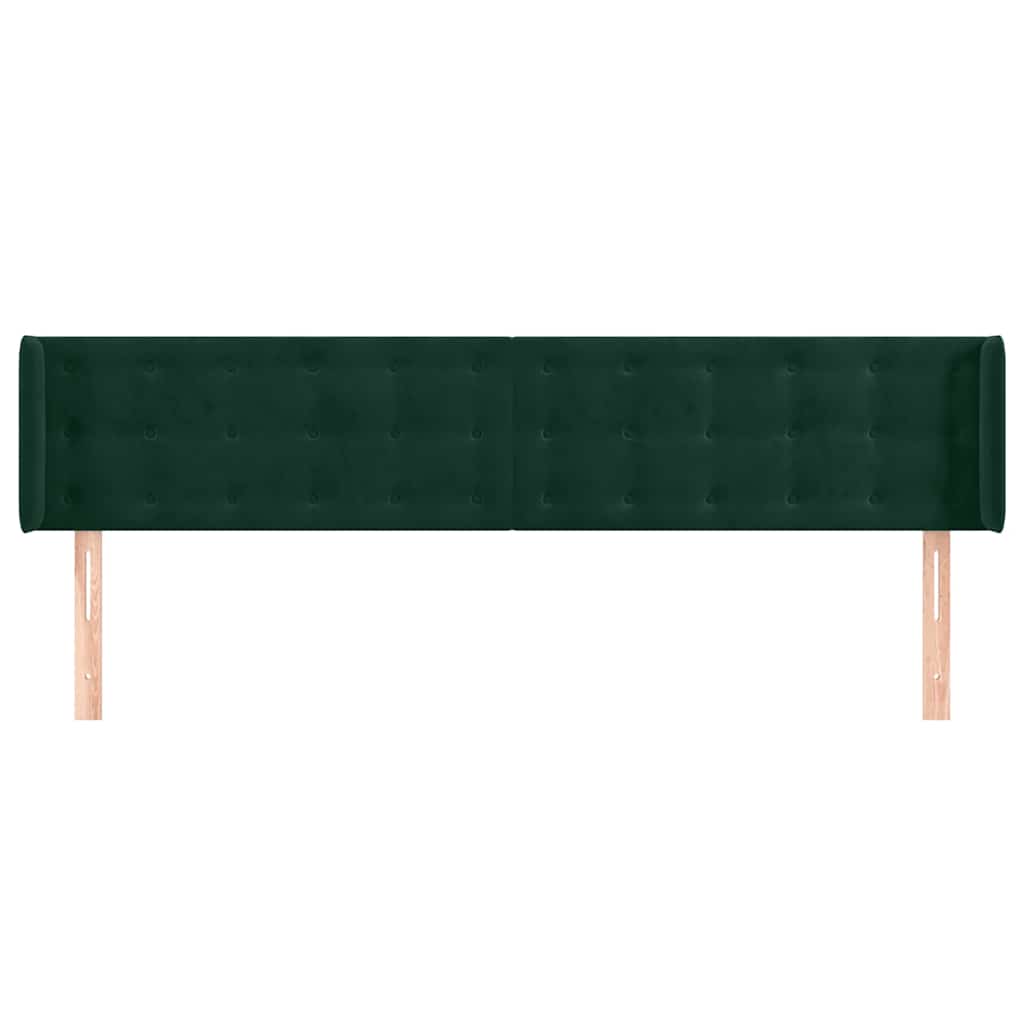 sengegavl med kanter 163x16x78/88 cm fløjl mørkegrøn