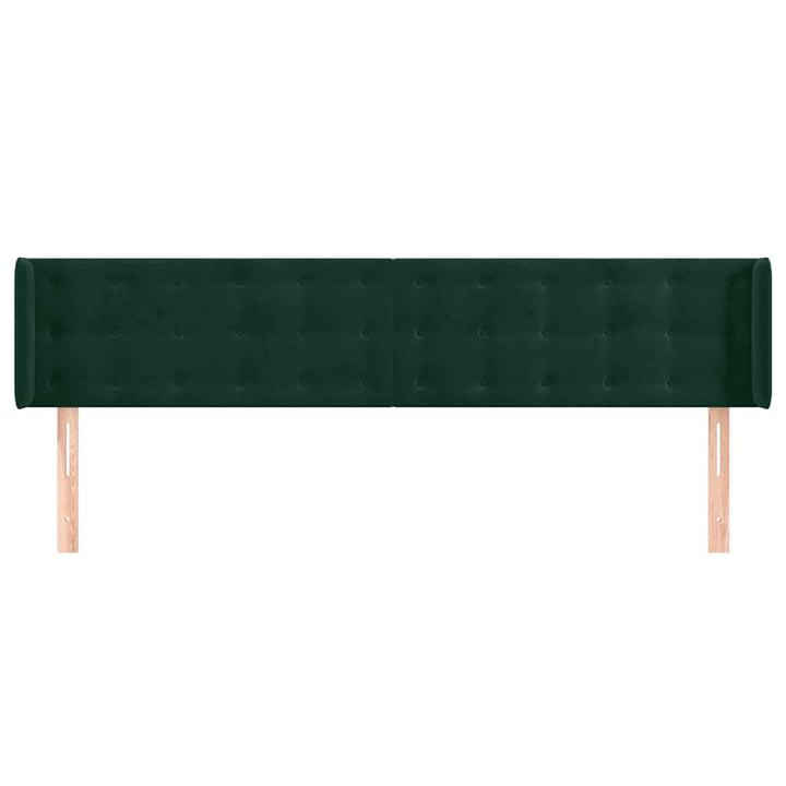 sengegavl med kanter 163x16x78/88 cm fløjl mørkegrøn