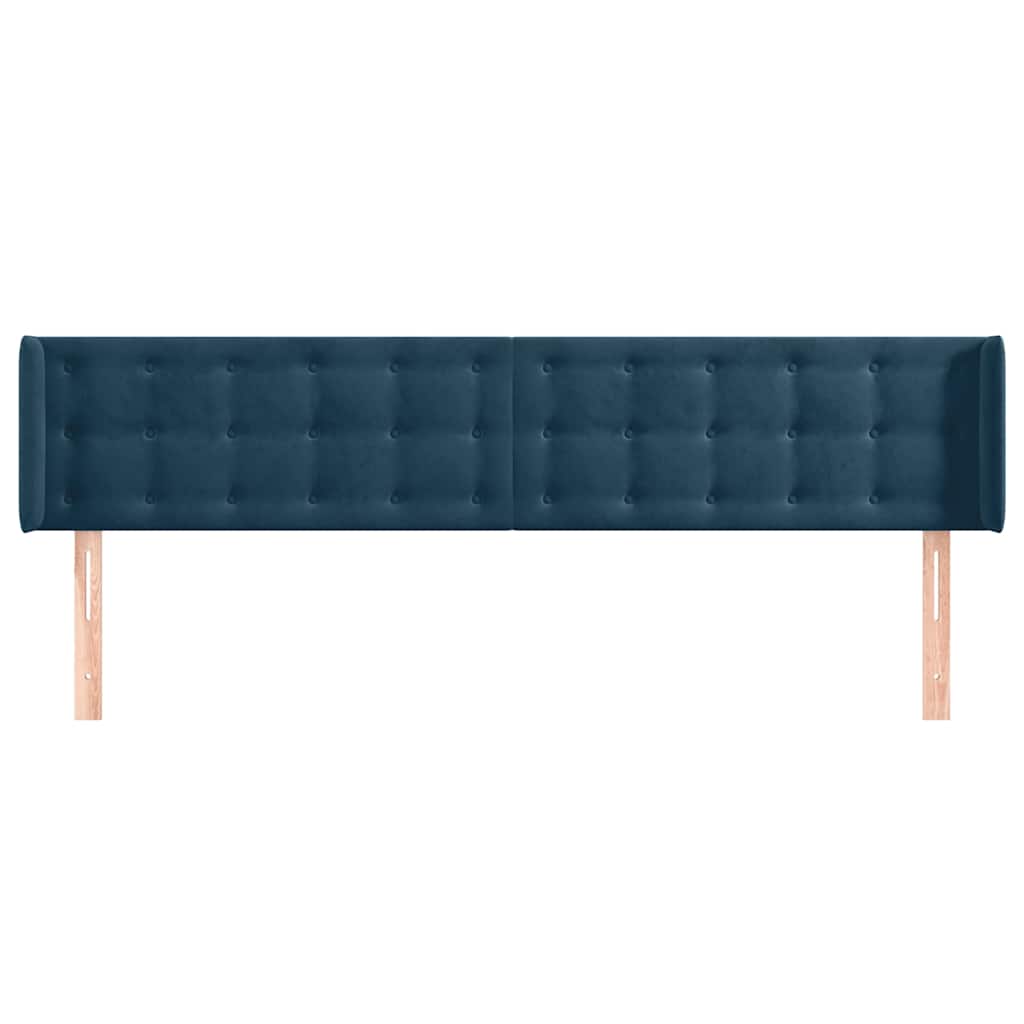 sengegavl med kanter 163x16x78/88 cm fløjl mørkeblå