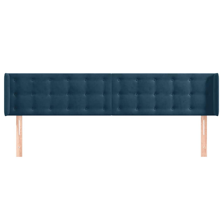 sengegavl med kanter 163x16x78/88 cm fløjl mørkeblå