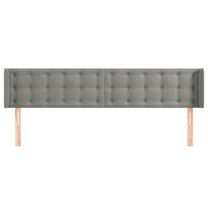 sengegavl med kanter 183x16x78/88 cm fløjl lysegrå