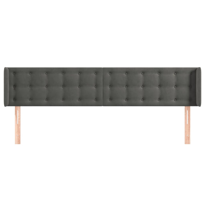 sengegavl med kanter 183x16x78/88 cm fløjl mørkegrå