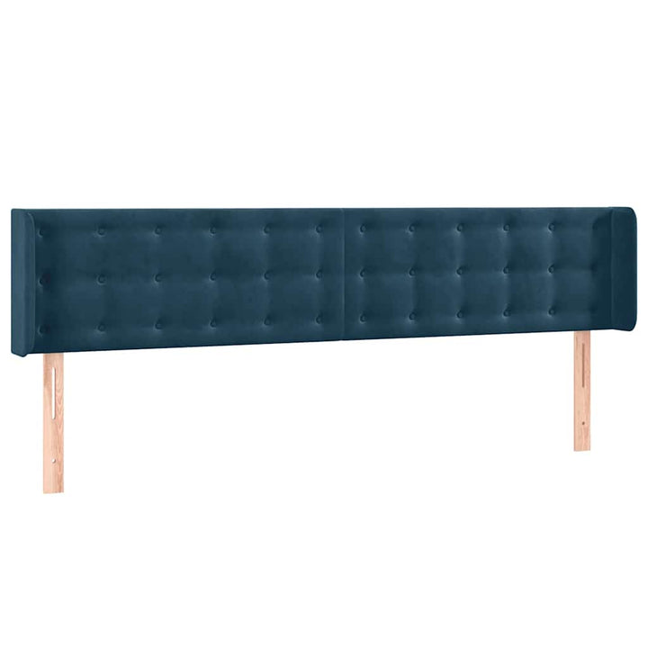 sengegavl med kanter 183x16x78/88 cm fløjl mørkeblå