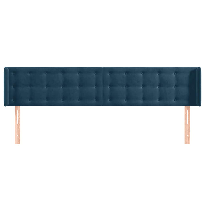 sengegavl med kanter 183x16x78/88 cm fløjl mørkeblå