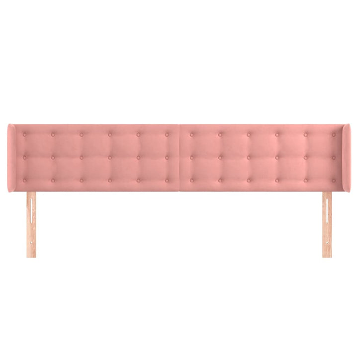 sengegavl med kanter 183x16x78/88 cm fløjl lyserød