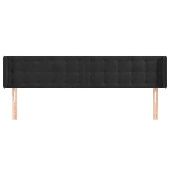 sengegavl med kanter 203x16x78/88 cm fløjl sort
