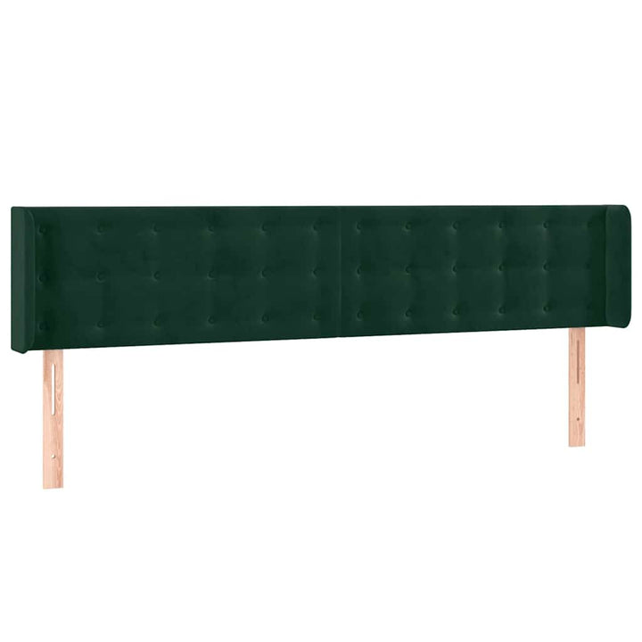 sengegavl med kanter 203x16x78/88 cm fløjl mørkegrøn