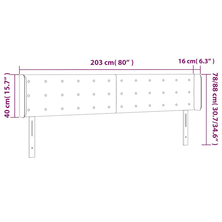 sengegavl med kanter 203x16x78/88 cm fløjl mørkegrøn