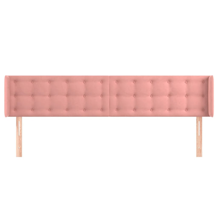 sengegavl med kanter 203x16x78/88 cm fløjl lyserød