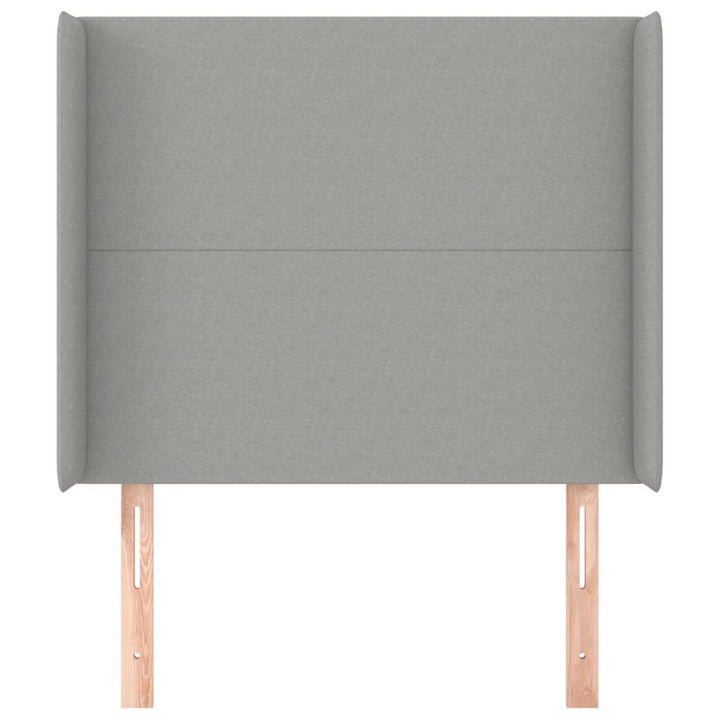 sengegavl med kanter 83x16x118/128 cm stof lysegrå