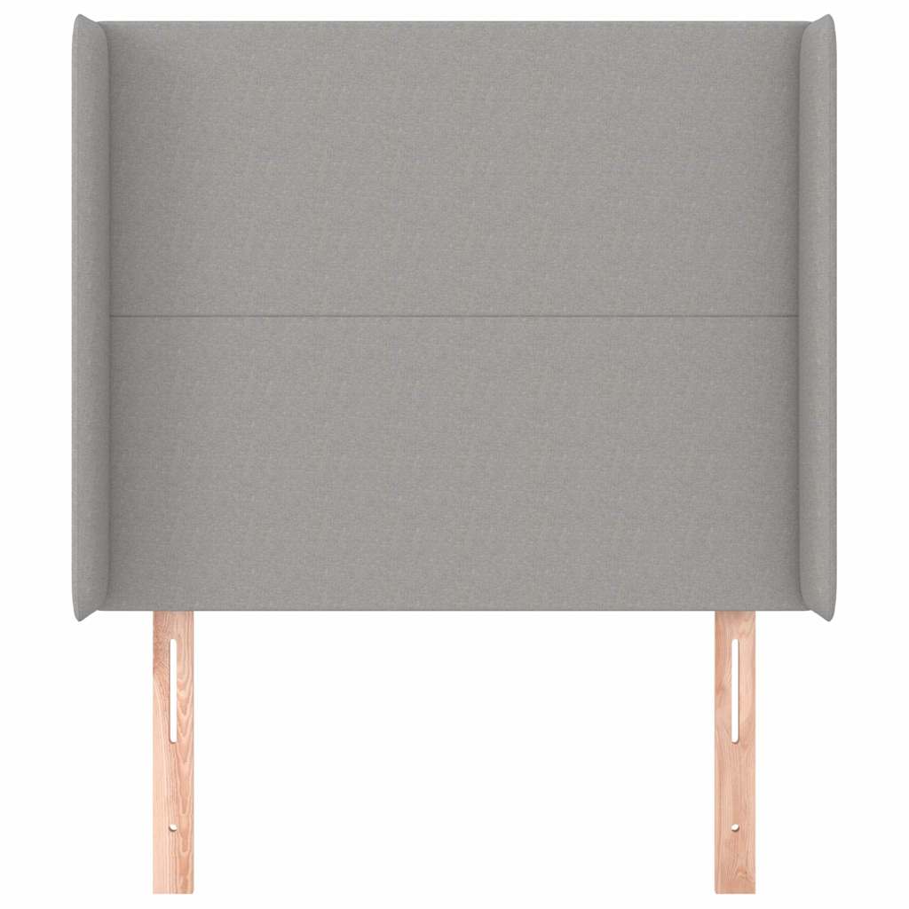 sengegavl med kanter 83x16x118/128 cm stof lysegrå