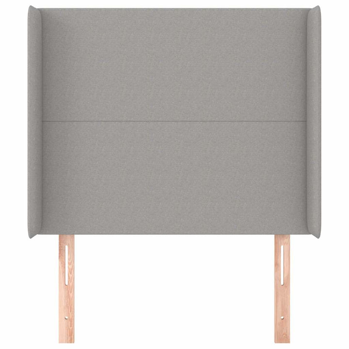 sengegavl med kanter 83x16x118/128 cm stof lysegrå