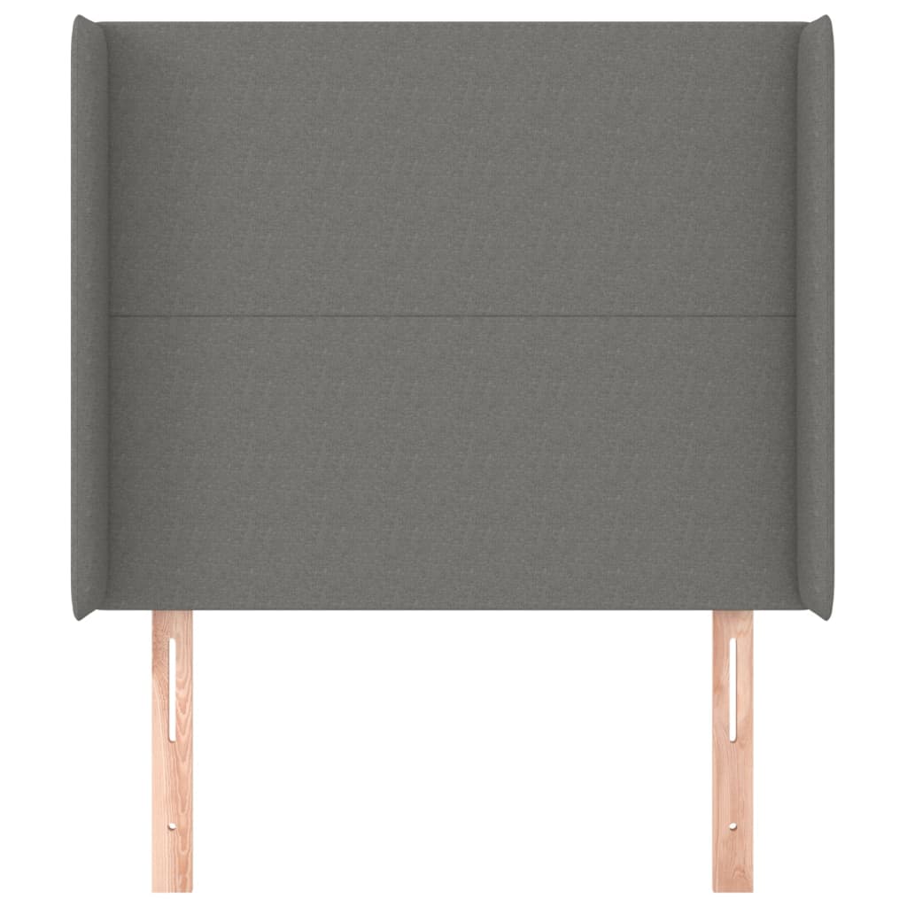 sengegavl med kanter 83x16x118/128 cm stof mørkegrå