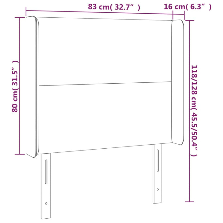 sengegavl med kanter 83x16x118/128 cm stof mørkebrun