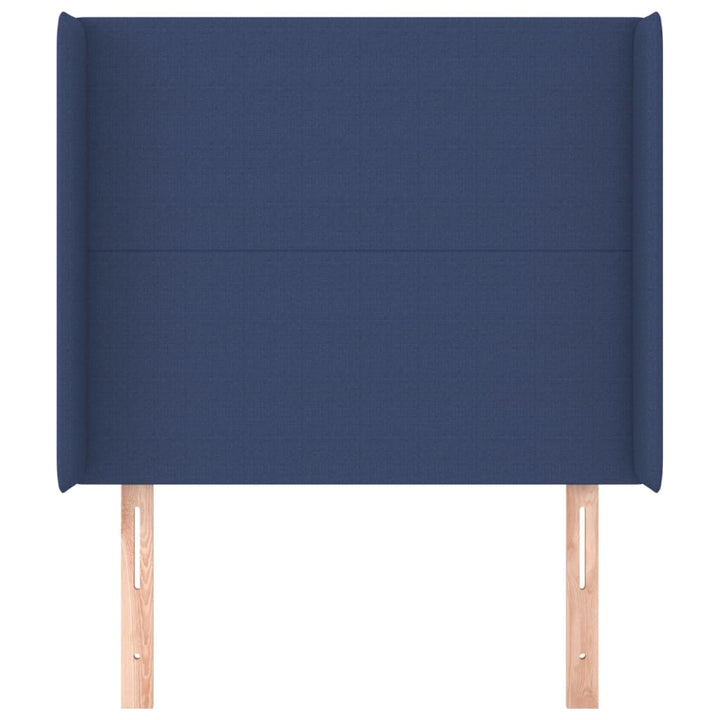 sengegavl med kanter 83x16x118/128 cm stof blå