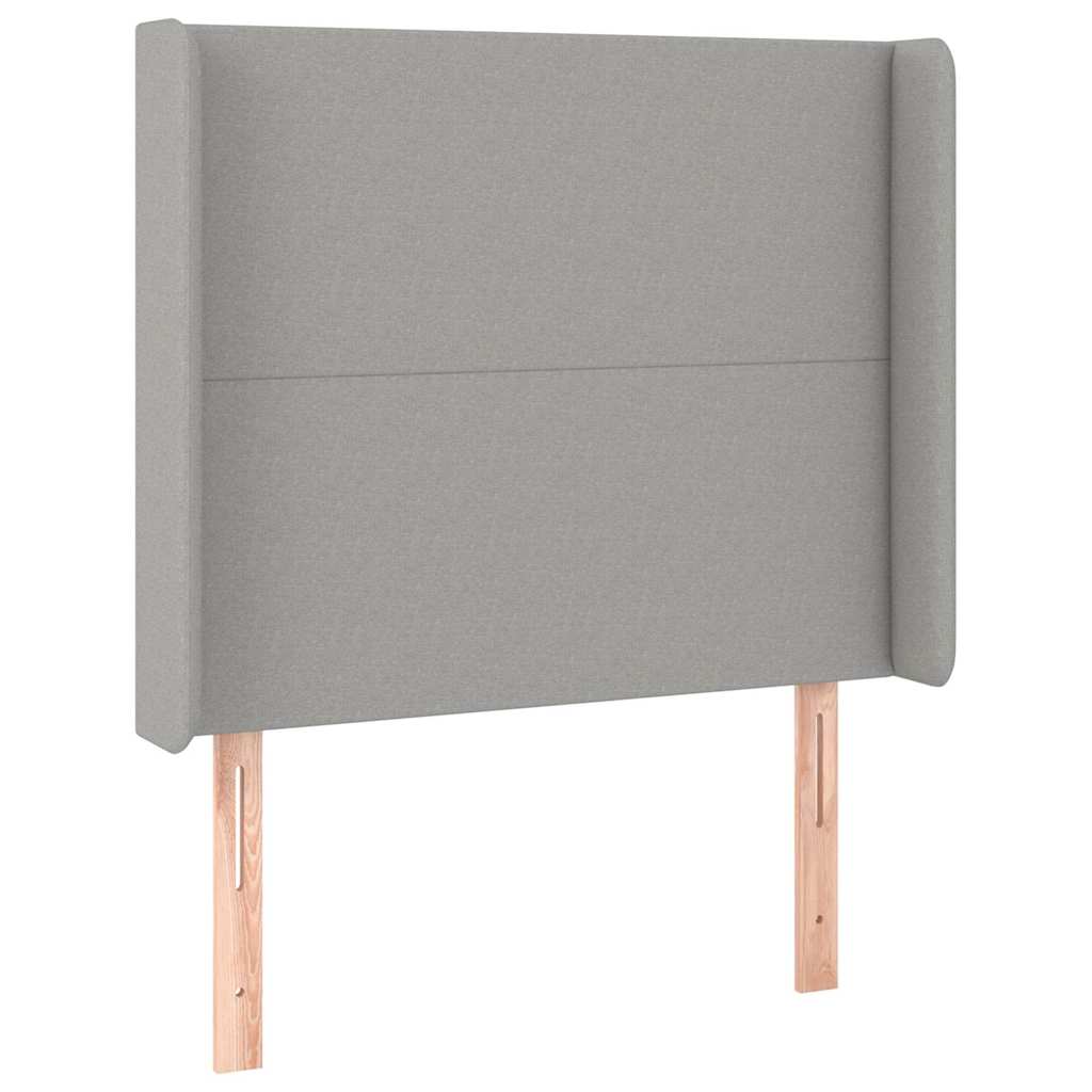 sengegavl med kanter 93x16x118/128 cm stof lysegrå