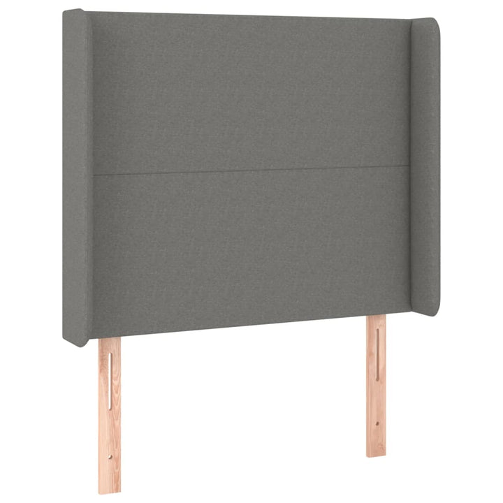 sengegavl med kanter 93x16x118/128 cm stof mørkegrå