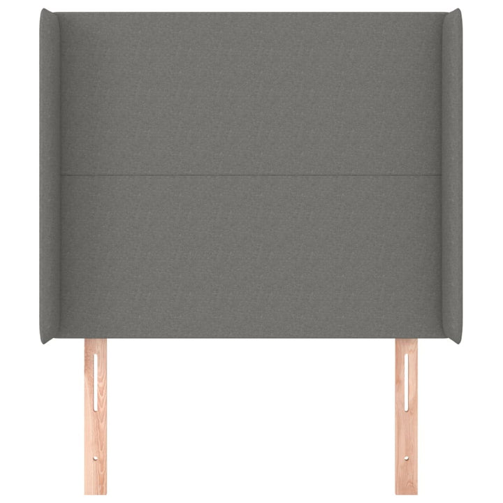 sengegavl med kanter 93x16x118/128 cm stof mørkegrå