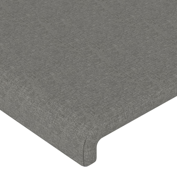 sengegavl med kanter 93x16x118/128 cm stof mørkegrå