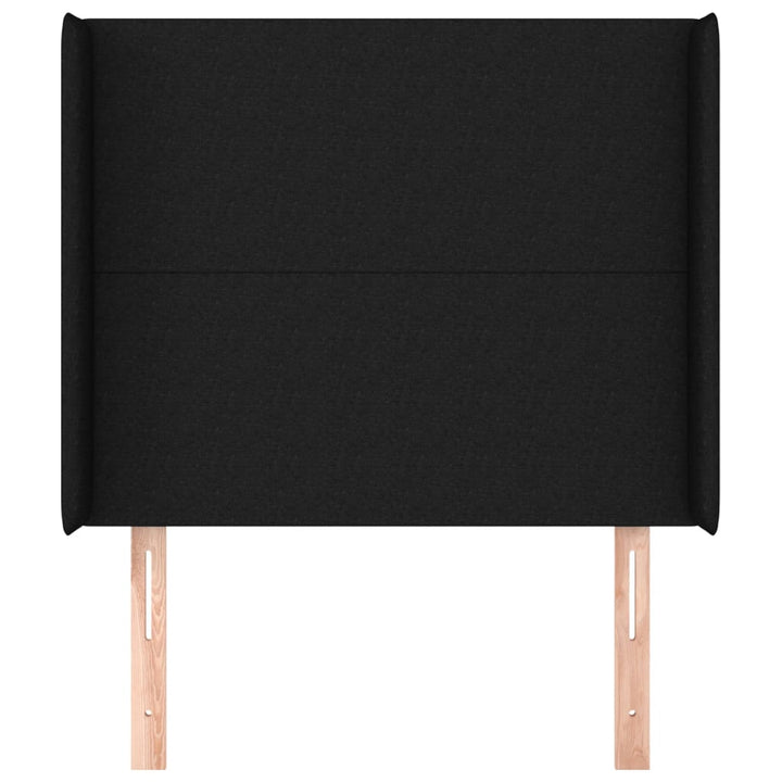 sengegavl med kanter 93x16x118/128 cm stof sort