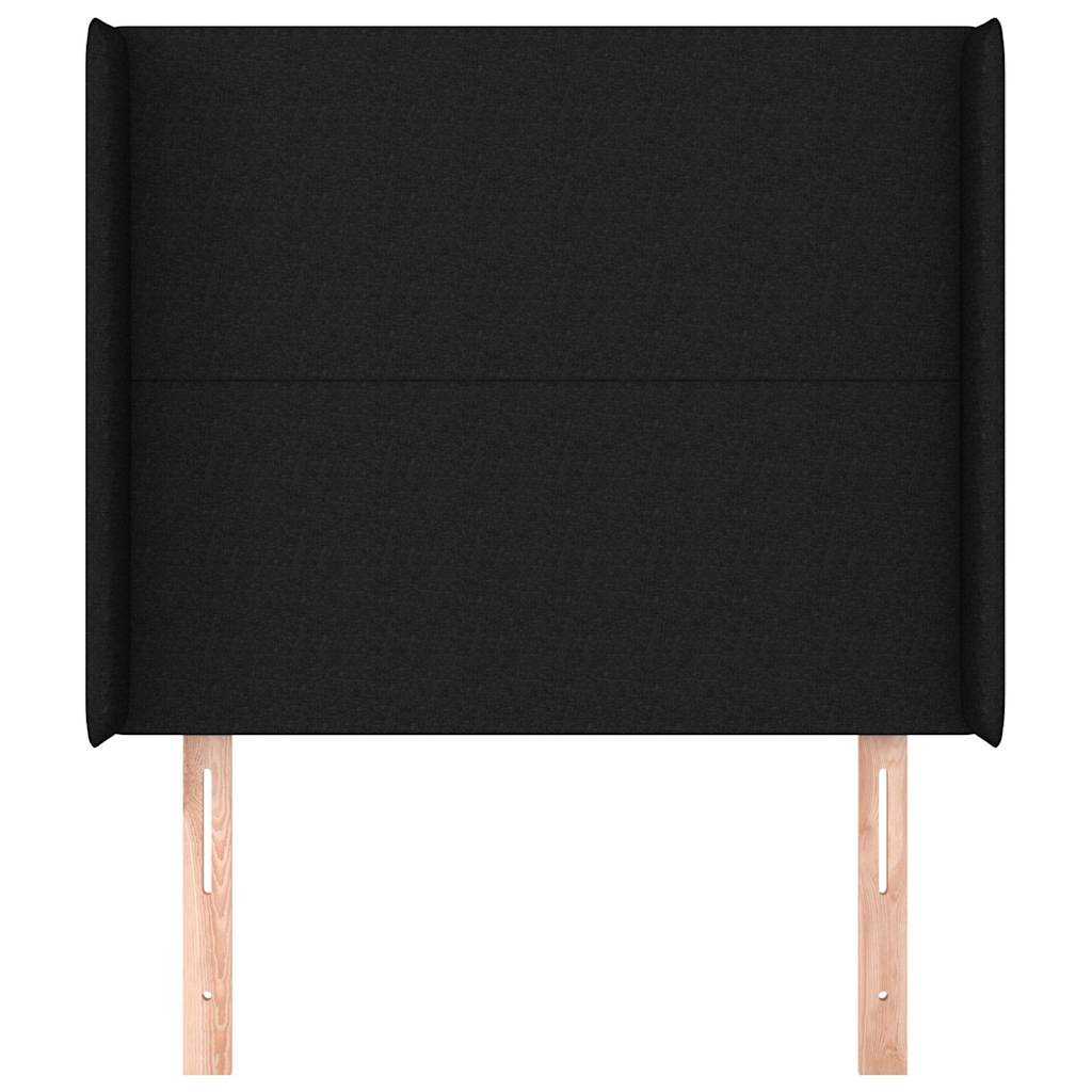 sengegavl med kanter 93x16x118/128 cm stof sort