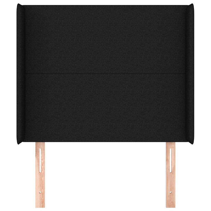 sengegavl med kanter 93x16x118/128 cm stof sort