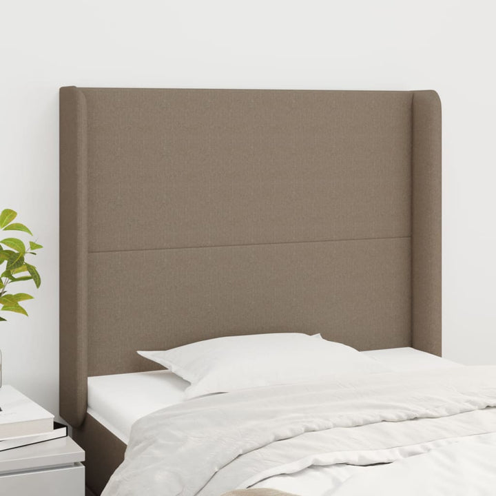 sengegavl med kanter 93x16x118/128 cm stof gråbrun