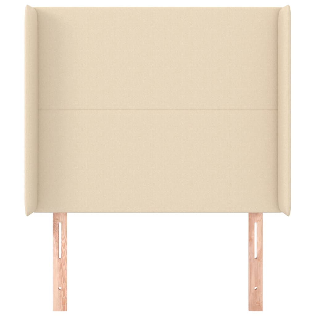 sengegavl med kanter 93x16x118/128 cm stof cremefarvet