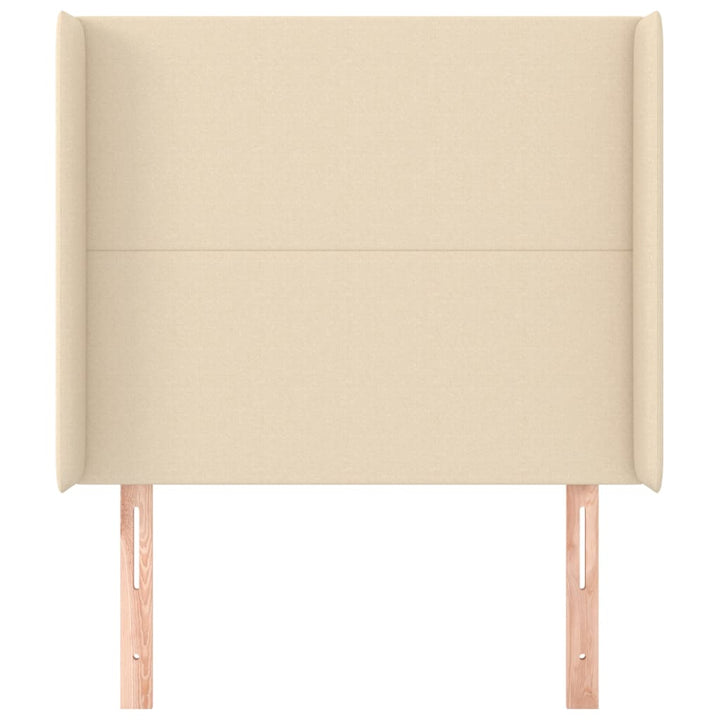 sengegavl med kanter 93x16x118/128 cm stof cremefarvet