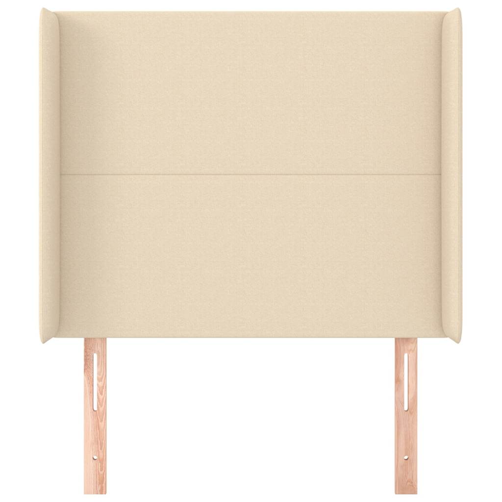 sengegavl med kanter 93x16x118/128 cm stof cremefarvet