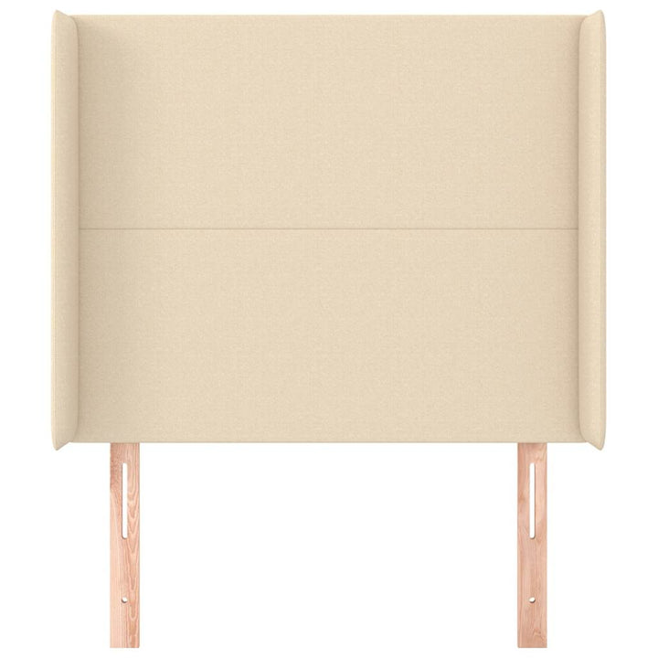 sengegavl med kanter 93x16x118/128 cm stof cremefarvet