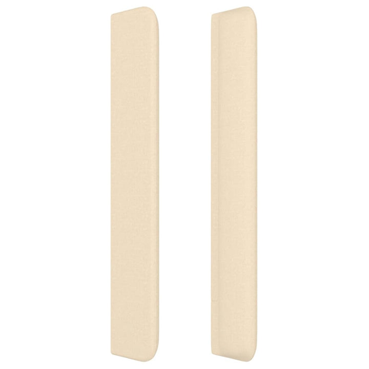sengegavl med kanter 93x16x118/128 cm stof cremefarvet