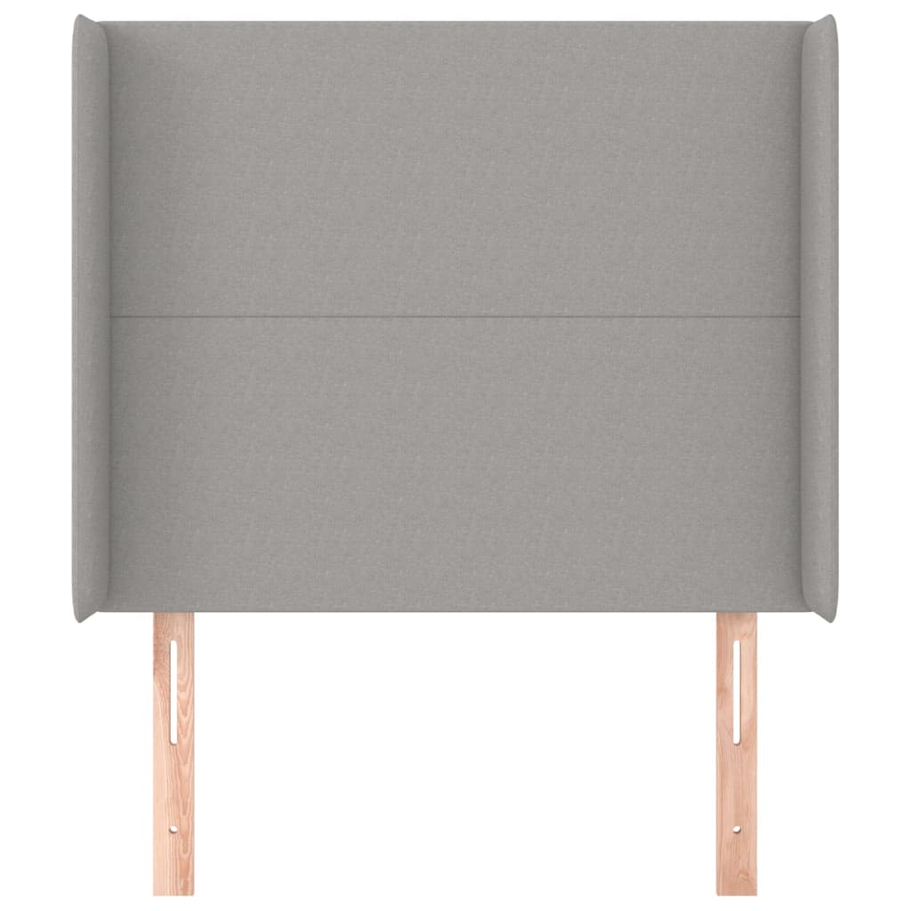 sengegavl med kanter 103x16x118/128 cm stof lysegrå