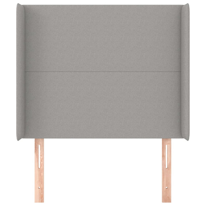 sengegavl med kanter 103x16x118/128 cm stof lysegrå