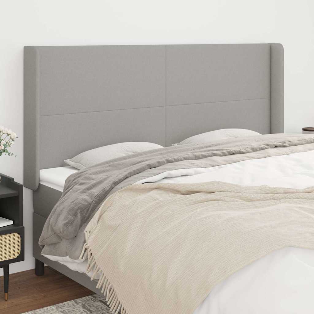 sengegavl med kanter 183x16x118/128 cm stof lysegrå