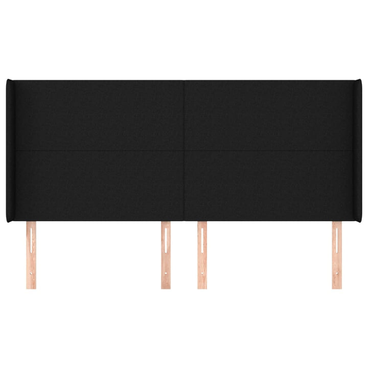 sengegavl med kanter 183x16x118/128 cm stof sort