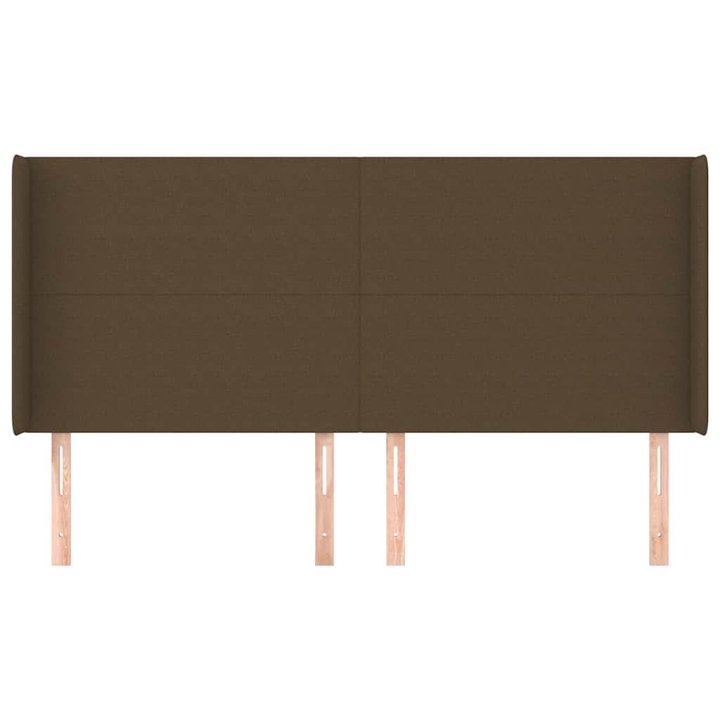sengegavl med kanter 183x16x118/128 cm stof mørkebrun