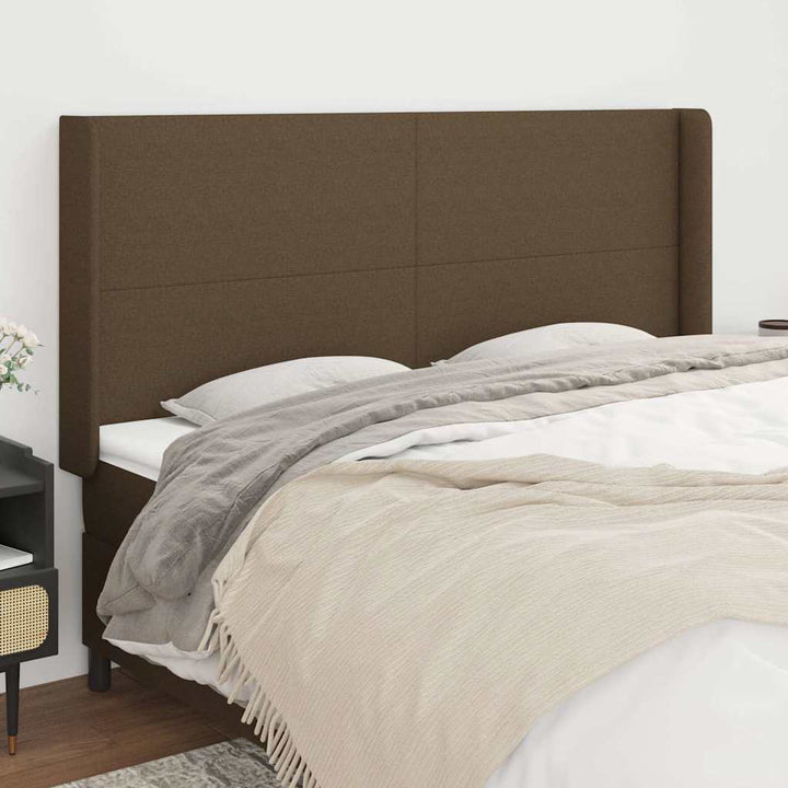 sengegavl med kanter 183x16x118/128 cm stof mørkebrun