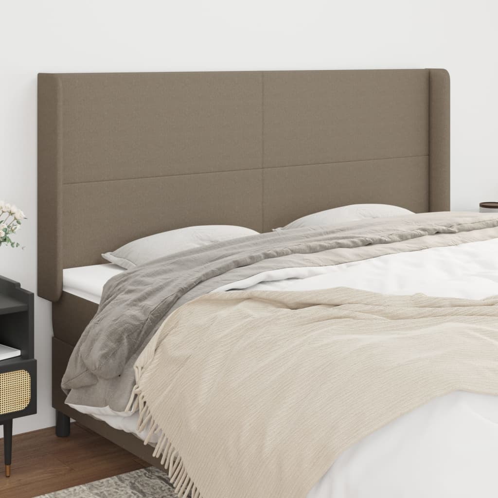 sengegavl med kanter 183x16x118/128 cm stof gråbrun