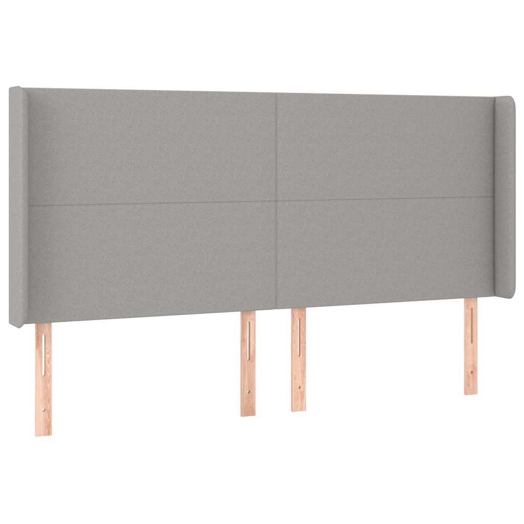 sengegavl med kanter 203x16x118/128 cm stof lysegrå