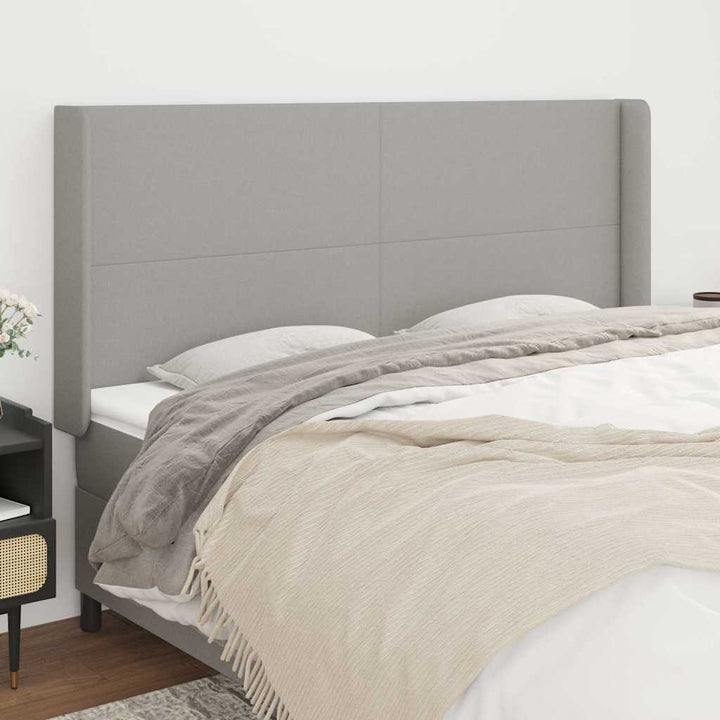 sengegavl med kanter 203x16x118/128 cm stof lysegrå