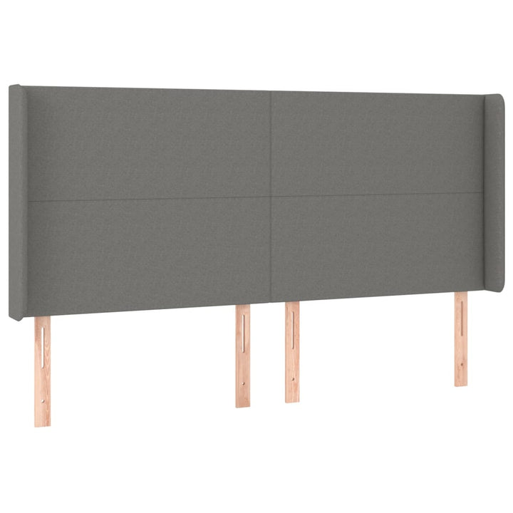 sengegavl med kanter 203x16x118/128 cm stof mørkegrå