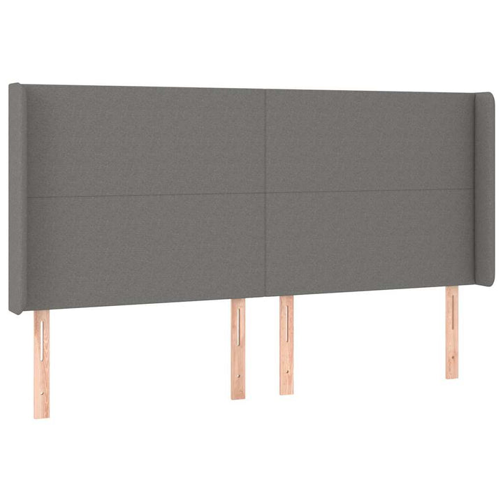 sengegavl med kanter 203x16x118/128 cm stof mørkegrå